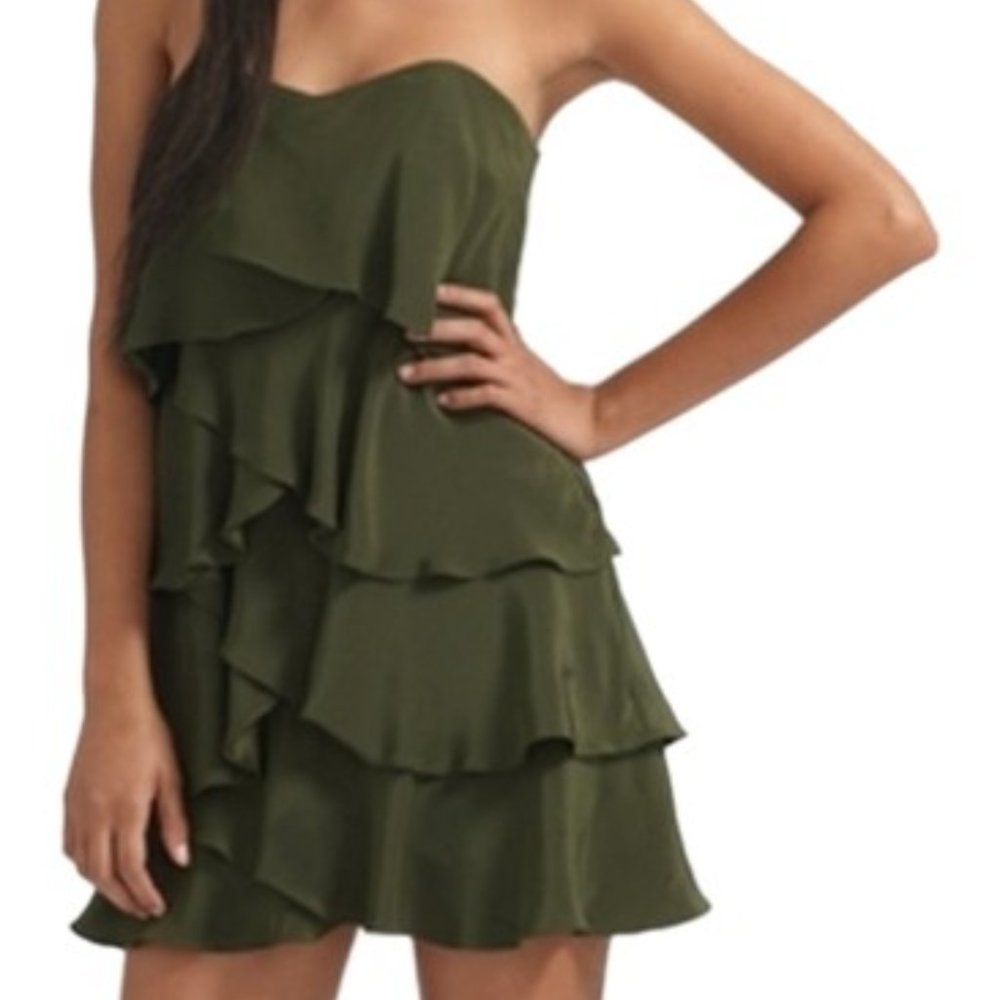 Haute Hippie Champagne Ruffle Silk Cocktail Dress
